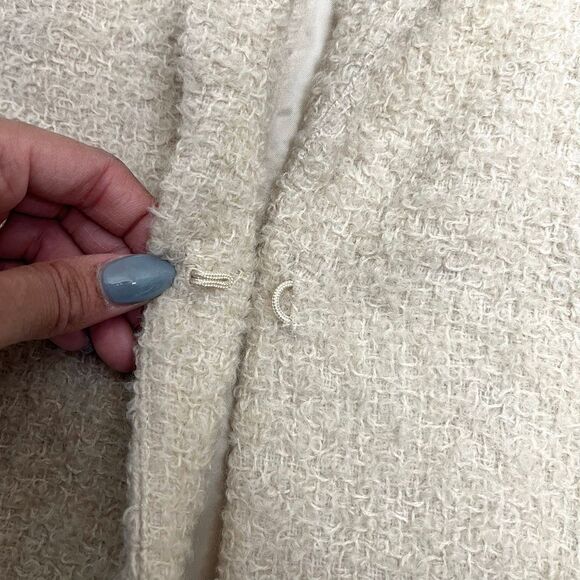 Eileen Fisher Jacket Women’s S Wheat Airy Boucle Italian Wool Shawl Collar Long - Picture 6 of 10